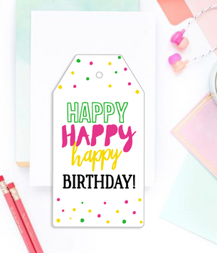Ярлычок для украшения подарка "Happy Happy Happy Birthday". 0181 фото