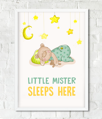 Постер для детской комнаты "Little Mister Sleeps Here" (2 размера) 01781 фото