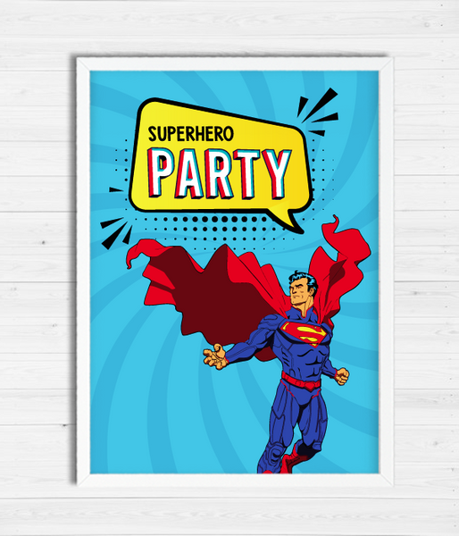 Постер для праздника супергероев "Superhero Party" 2 размера без рамки (S44) S44 фото