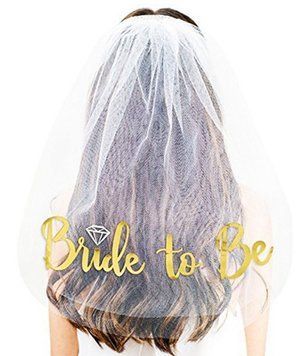 Фата для девичника "Bride to be" белая с золотой надписью (B221) B221 фото