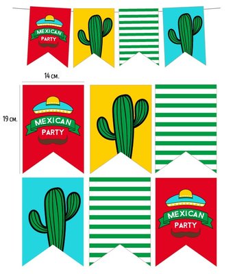 Бумажная гирлянда "Мексиканская вечеринка" 12 флажков (M-208) M-208 фото
