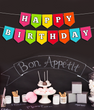Бумажная гирлянда из плотных флажков разноцветная "Happy Birthday!" (02155)