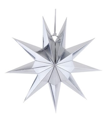 3D зірка картонна срібна 1 шт. (30 см.) H071 фото