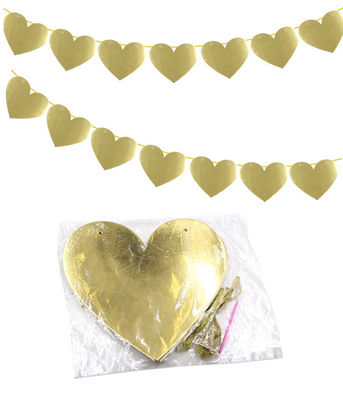 Паперова гірлянда з сердечок Gold Hearts (12 ВЕЛИКИХ сердечок) VD-502 фото