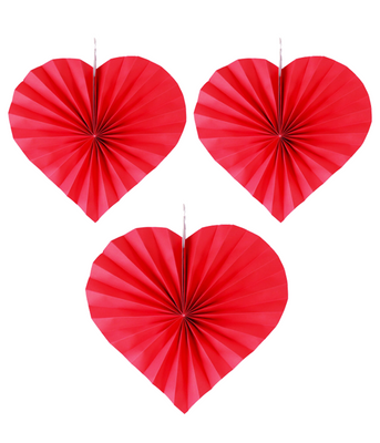 Бумажные вееры в виде сердец на День Влюбленных (набор 3 шт.) VD-010 фото