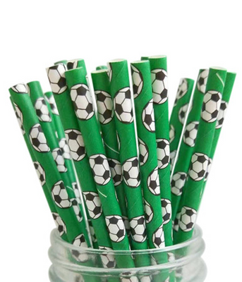 Трубочки для напоїв зелені з футбольними м'ячами 10 шт (F70090) F70090 фото