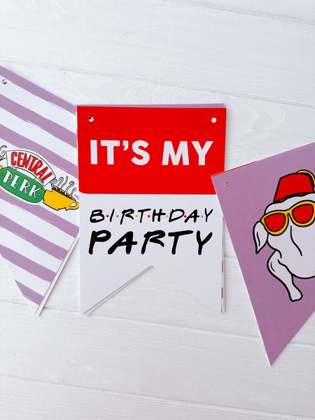 Бумажная гирлянда для вечеринки в стиле сериала Друзья "Happy Birthday" 12 флажов (F3315) F3315 фото