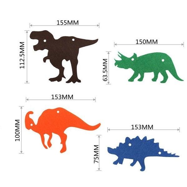 Фигурная гирлянда "Динозавры" из фетра 8 шт (D331) D331 фото