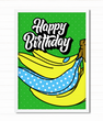 Постер в стиле поп-арт Happy Birthday с бананами 2 размера (03273)
