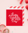 Открытка на день влюбленных "Happy Valentines day" 14х14 см (01692)