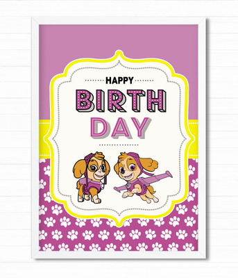 Плакат для дня народження дівчинки Щенячий Патруль (2 розміри) 03305 фото
