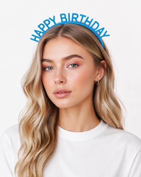 Аксессуар для волос-обруч "Happy Birthday" (голубой) 2020-27 фото