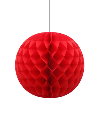 Паперова кулька з сотами для прикраси свята "Red" (30 см.) N-202 фото