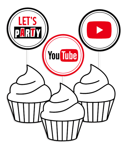 Топпери для капкейків "YouTube Party" 10 шт (Y55) Y55 фото