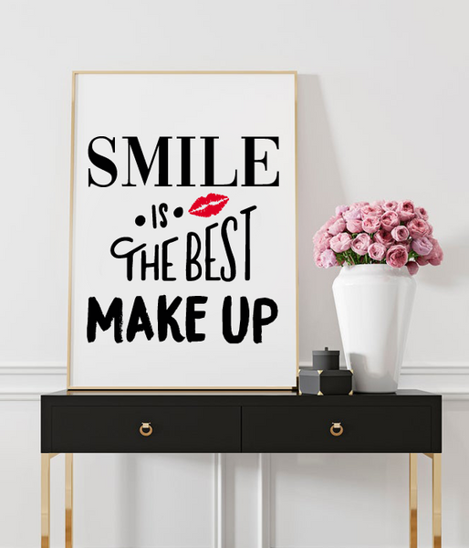 Декор-постер для украшения дома или салона красоты "Smile is the best Make up" (2 размера) 50-31 (A3) фото