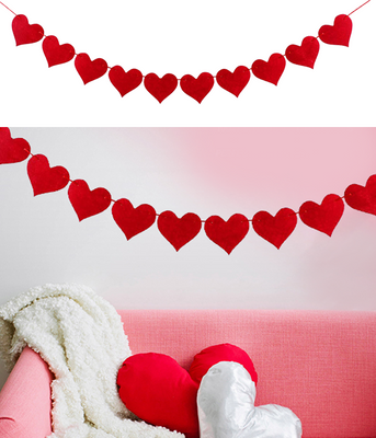 Гирлянда-сердечки из фетра на День Святого Валентина "Red Hearts" 10 шт (VD-009) VD-009 фото