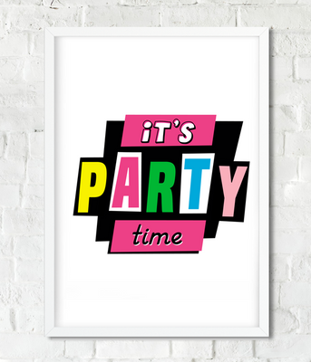 Постер для прикраси вечірки It's Party Time 2 розміру без рамки (022380) 022380 фото