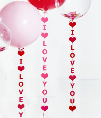 Бумажная гирлянда на День Святого Валентина I love you (красная) VD-003 фото