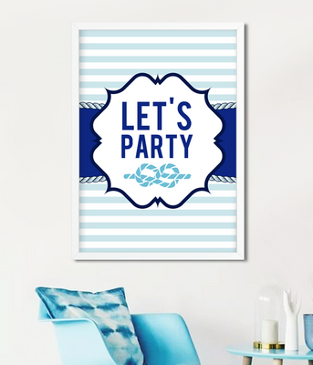 Постер в морском стиле для вечеринки "Let&#39;s Party!" 2 размера без рамки (04073) 04073 фото