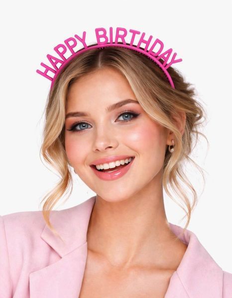 Аксесуар-обруч для волосся "Happy Birthday" малиновий (202026) 2020-26 фото