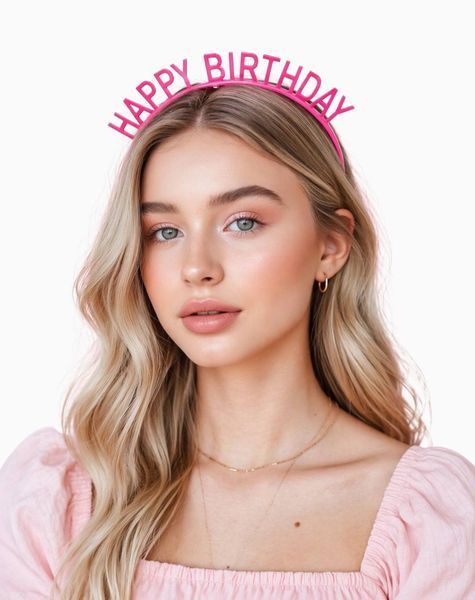 Аксесуар-обруч для волосся "Happy Birthday" малиновий (202026) 2020-26 фото