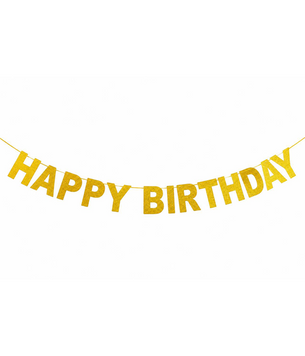 Гирлянда с золотыми блестящими буквами "Happy Birthday!" 03430 фото