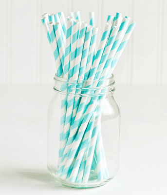 Бумажные трубочки "Light blue white srtipes" (10 шт.) straws-30 фото