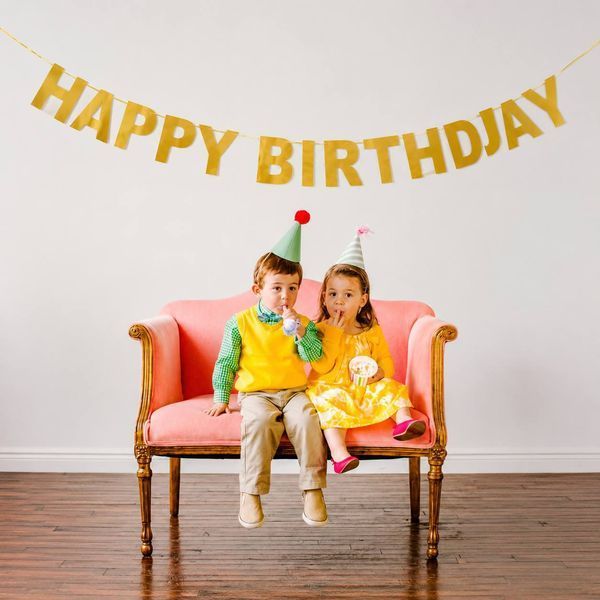 Гирлянда с золотыми блестящими буквами "Happy Birthday!" 03430 фото