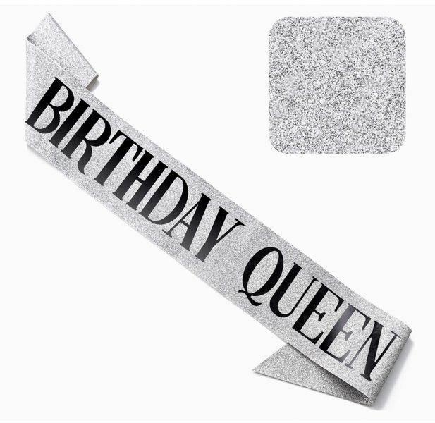 Стрічка через плече на день народження "Birthday Queen" срібна (BQ-02) BQ-02 фото