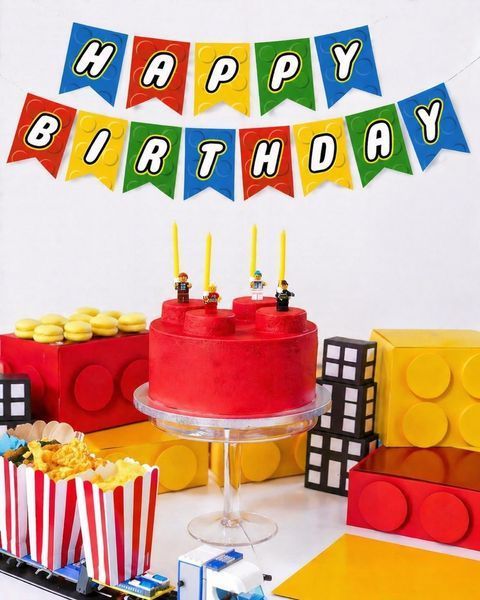 Гірлянда із прапорців у стилі LEGO на день народження Happy Birthday (LG2930) LG2930 фото