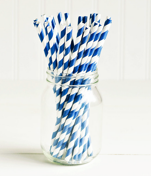 Бумажные трубочки "Blue white srtipes" (10 шт.) straws-46 фото
