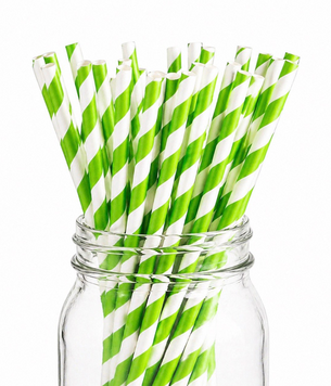 Паперові трубочки "Apple green white stripes" (10 шт.) straws-1695 фото
