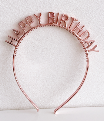 Аксесуар для волосся-обруч Happy Birthday рожеве золото (T-207) T-207 фото