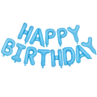 Фольговані повітряні кулі-напис Happy Birthday блакитні літери 40 см (B362023) B362023 фото