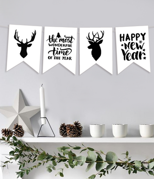 Новогодняя гирлянда в скандинавском стиле "Happy New Year" 12 флажков (09191) 09191 фото