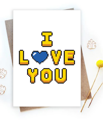 Листівка на день закоханих з українською символікою I love you 10х15 см (04255)  04255 фото