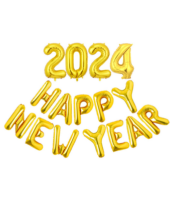 Новорічні повітряні кулі - літери 2024 Happy New Year 40 см (NY70078) NY70078 фото