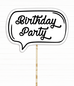 Табличка для фотосесії "Birthday party!" чорно-біла (0571) 0571 фото