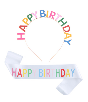 Набор для дня рождения - обруч и лента через плечо "Happy Birthday" (50-211) 50-211 фото
