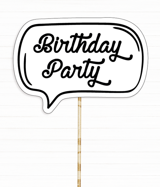 Табличка для фотосессии "Birthday party!" черно-белая (0571) 0571 фото