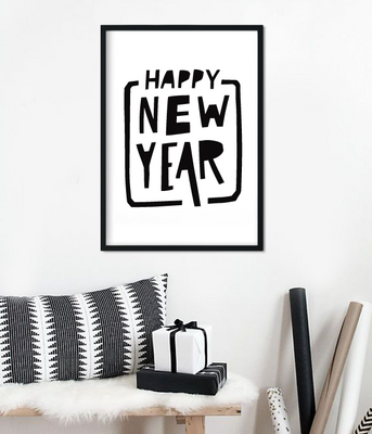 Стильный новогодний постер в скандинавском стиле "Happy New Year" (2 размера) 04251 фото
