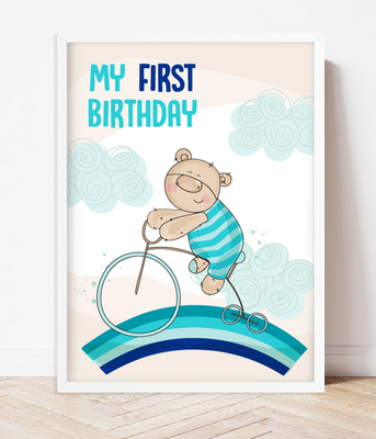 Постер для першого дня народження хлопчика "My first birthday" 2 розміри (06173) 06173 фото