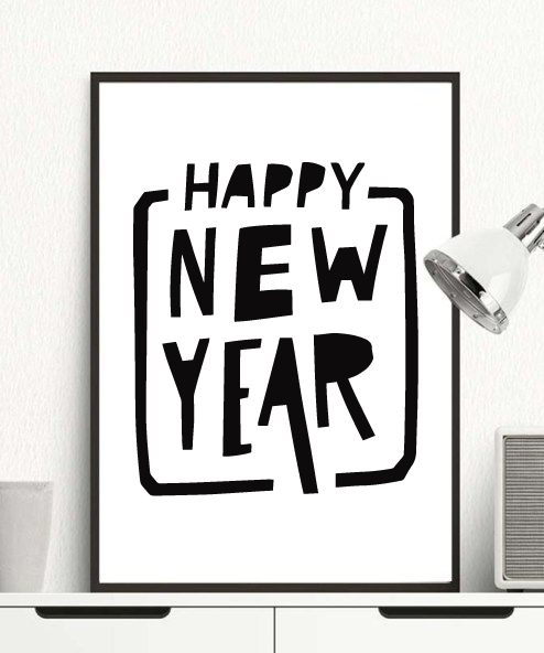 Стильный новогодний постер в скандинавском стиле "Happy New Year" (2 размера) 04251 фото