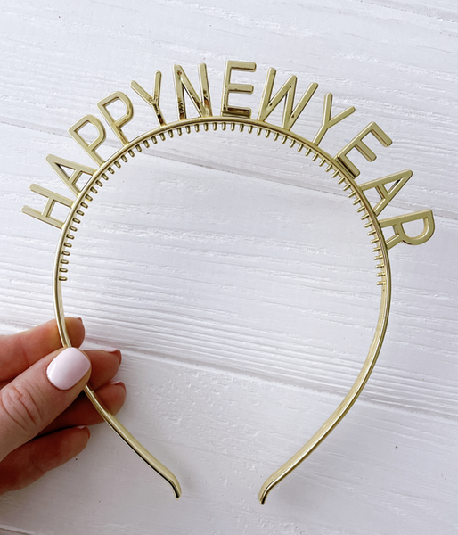 Новогодний аксессуар-обруч для волос "Happy New Year" золотой (N20787) N20787 фото