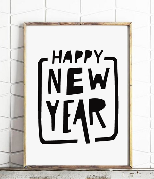 Стильный новогодний постер в скандинавском стиле "Happy New Year" (2 размера) 04251 фото