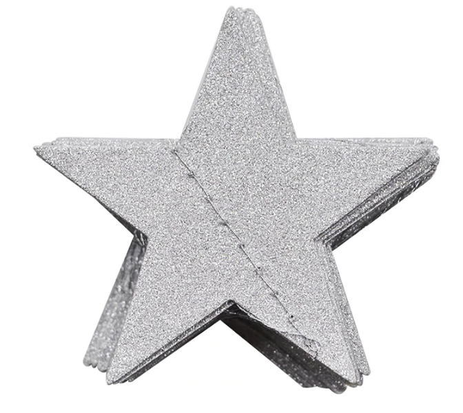 Гирлянда-звезды блестящие серебряные 10 см. 4 м (40-11) 40-11 (1) фото