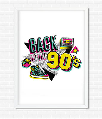 Декор-постер для вечеринки в стиле 90-х "Back to the 90's" 2 размера без рамки (04202) 04202 фото