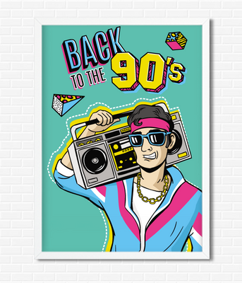 Декор-постер для вечеринки в стиле 90-х "Back to the 90's" 2 размера (04204) 04204 фото
