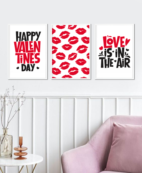 Набор постеров на день влюбленных "Happy Valentine's day" А4 3 шт без рамок (04262) 04262 фото