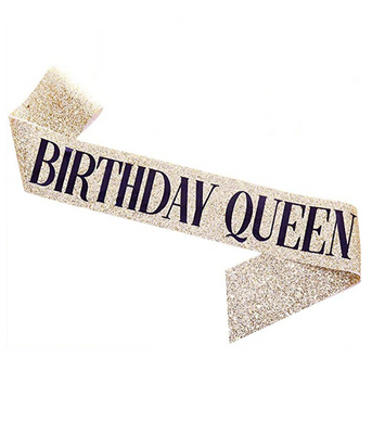 Стрічка через плече на день народження "Birthday Queen" золота 0700-11 фото